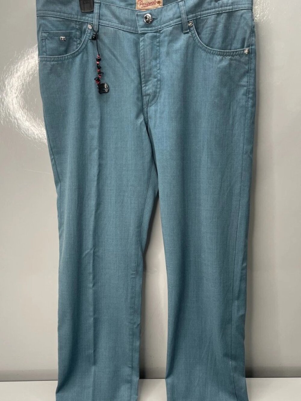 Marco Pescarolo Mens Pants Turquoise Blue Size US 40 Wool 5 Pocket